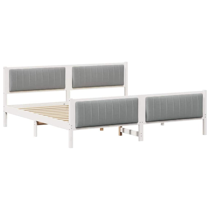 Sengestel Hvid og lys grå 200 x 200 cm Massivt fyrretræ