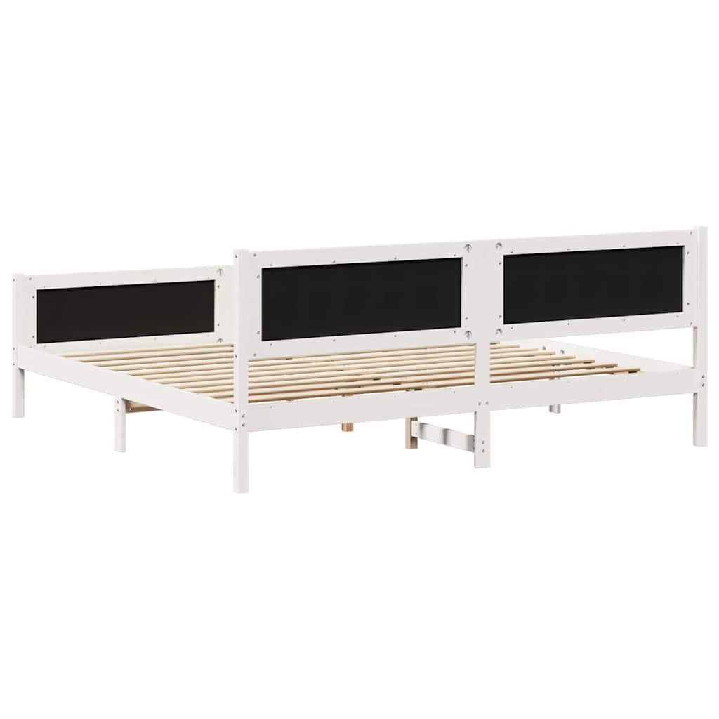 Sengestel Hvid og lys grå 200 x 200 cm Massivt fyrretræ