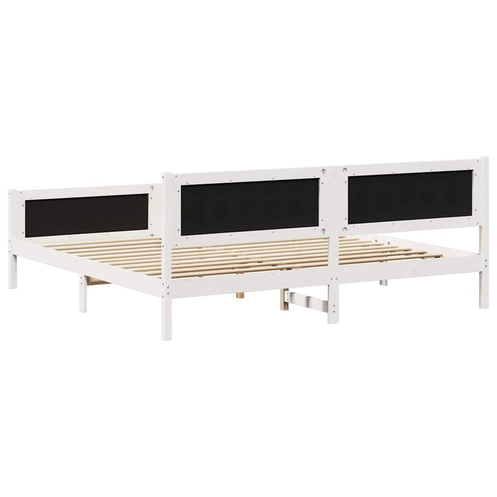 Sengestel Hvid og lys grå 200 x 200 cm Massivt fyrretræ