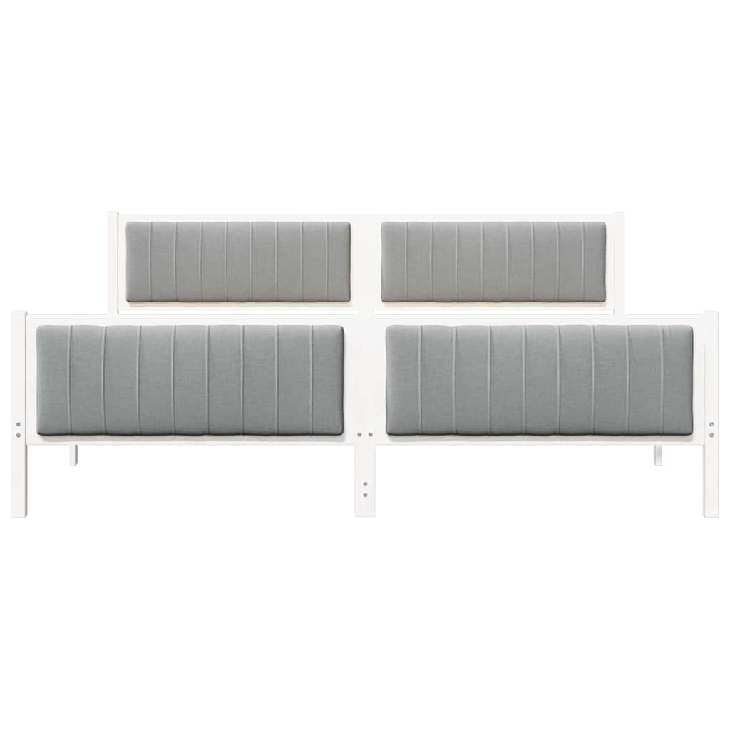 Sengestel Hvid og lys grå 200 x 200 cm Massivt fyrretræ