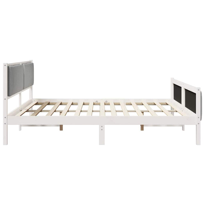Sengestel Hvid og lys grå 200 x 200 cm Massivt fyrretræ