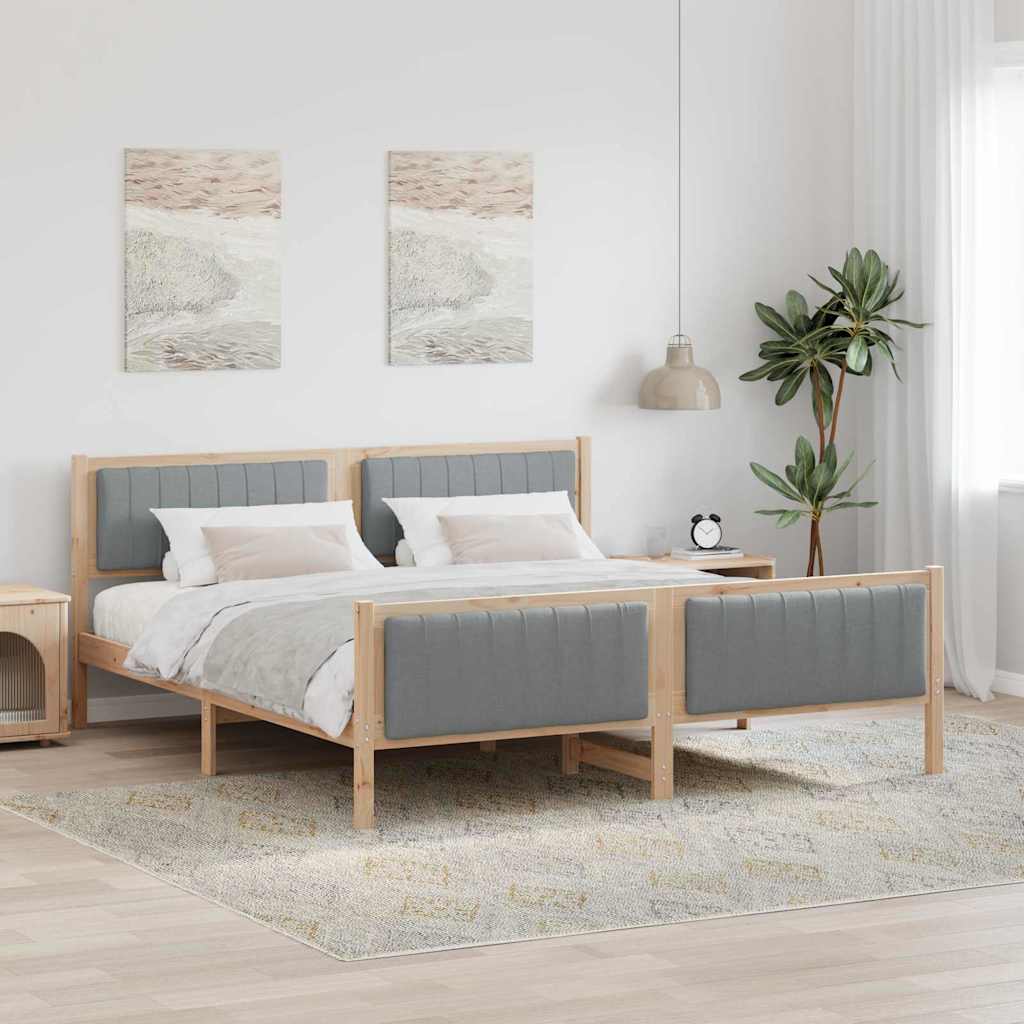Sengestel Brun og lys grå 180 x 200 cm Massivt fyrretræ