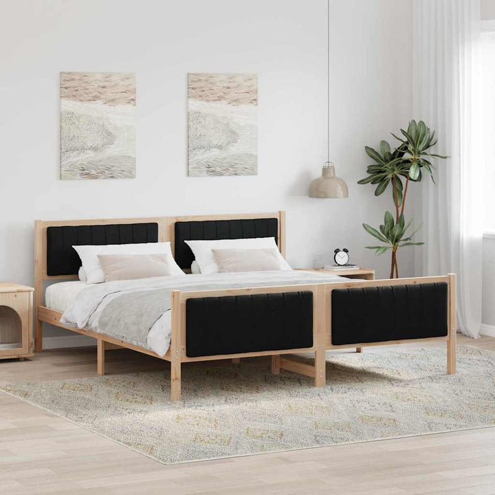 Sengestel Brun og sort 180 x 200 cm Massivt fyrretræ
