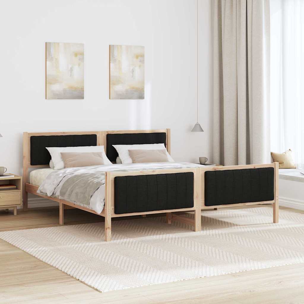 Sengestel Brun og sort 180 x 200 cm Massivt fyrretræ