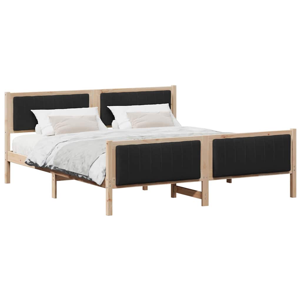 Sengestel Brun og sort 180 x 200 cm Massivt fyrretræ