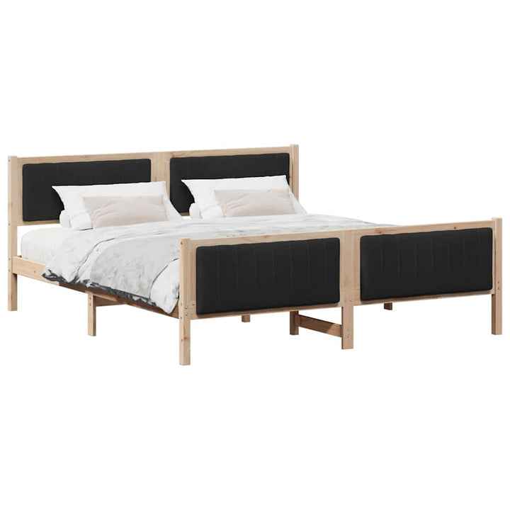 Sengestel Brun og sort 180 x 200 cm Massivt fyrretræ