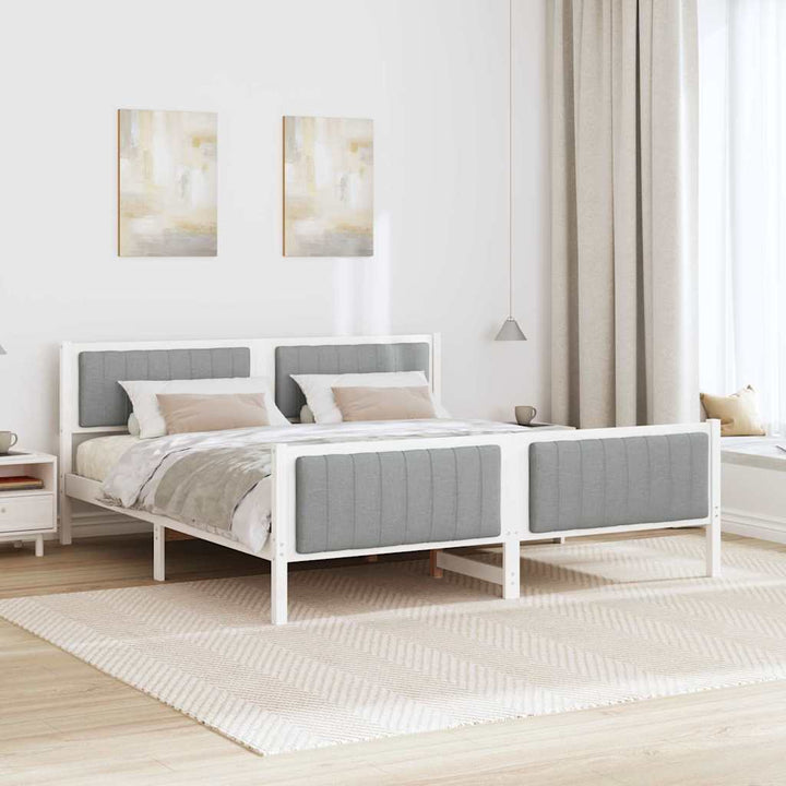 Sengestel Hvid og lys grå 180 x 200 cm Massivt fyrretræ