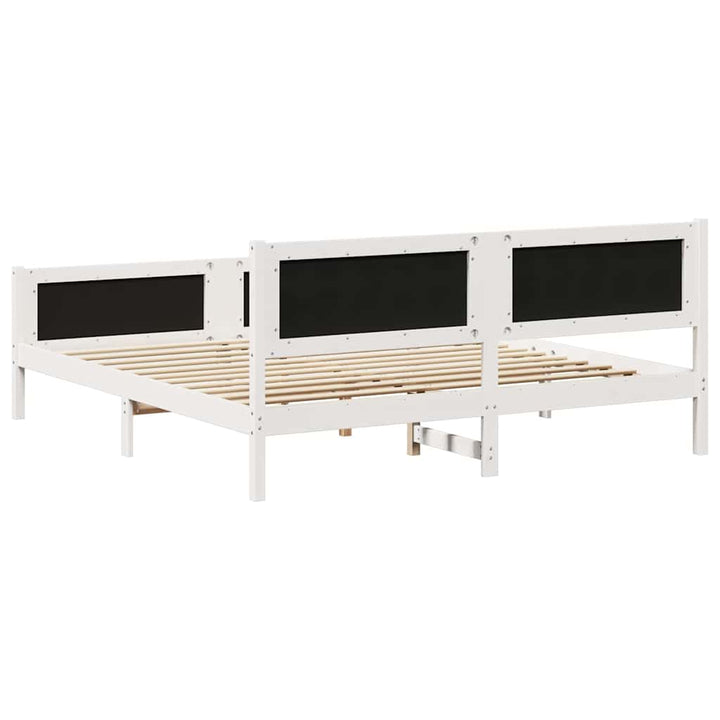 Sengestel Hvid og lys grå 180 x 200 cm Massivt fyrretræ