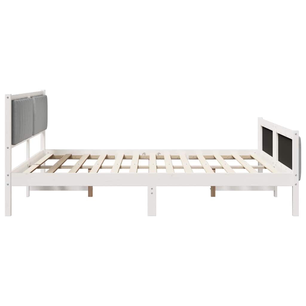 Sengestel Hvid og lys grå 180 x 200 cm Massivt fyrretræ