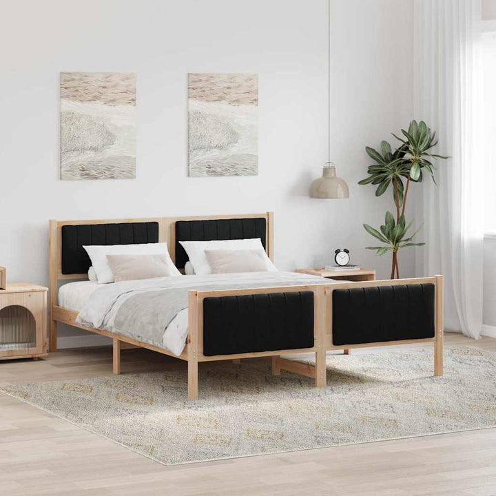 Sengestel Brun og sort 160 x 200 cm Massivt fyrretræ