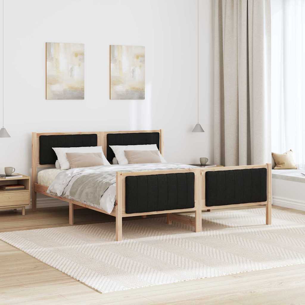 Sengestel Brun og sort 160 x 200 cm Massivt fyrretræ