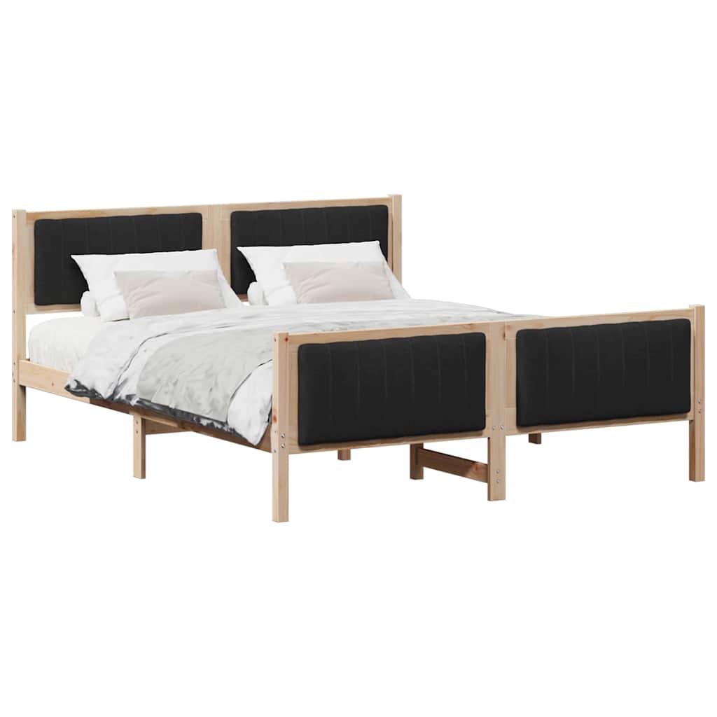 Sengestel Brun og sort 160 x 200 cm Massivt fyrretræ