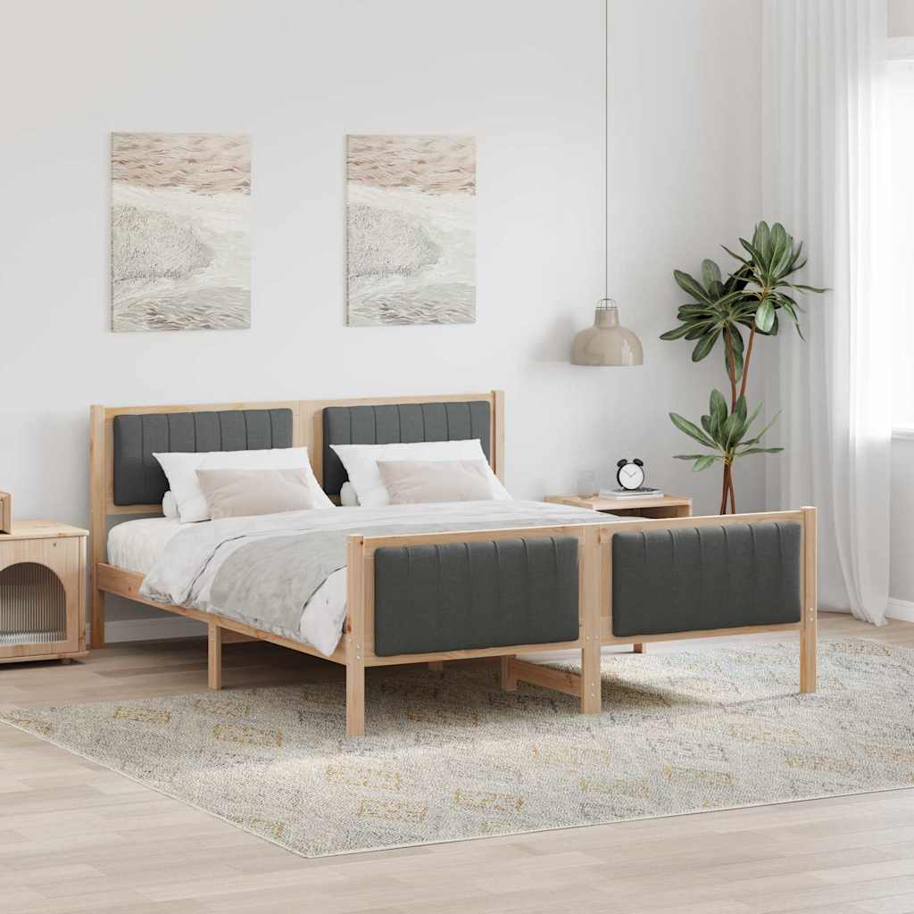 Sengestel brun og mørkegrå 150 x 200 cm Massivt fyrretræ