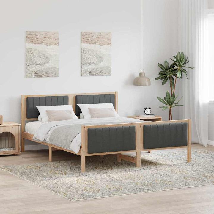 Sengestel brun og mørkegrå 150 x 200 cm Massivt fyrretræ