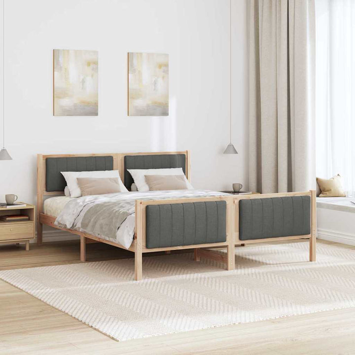 Sengestel brun og mørkegrå 150 x 200 cm Massivt fyrretræ