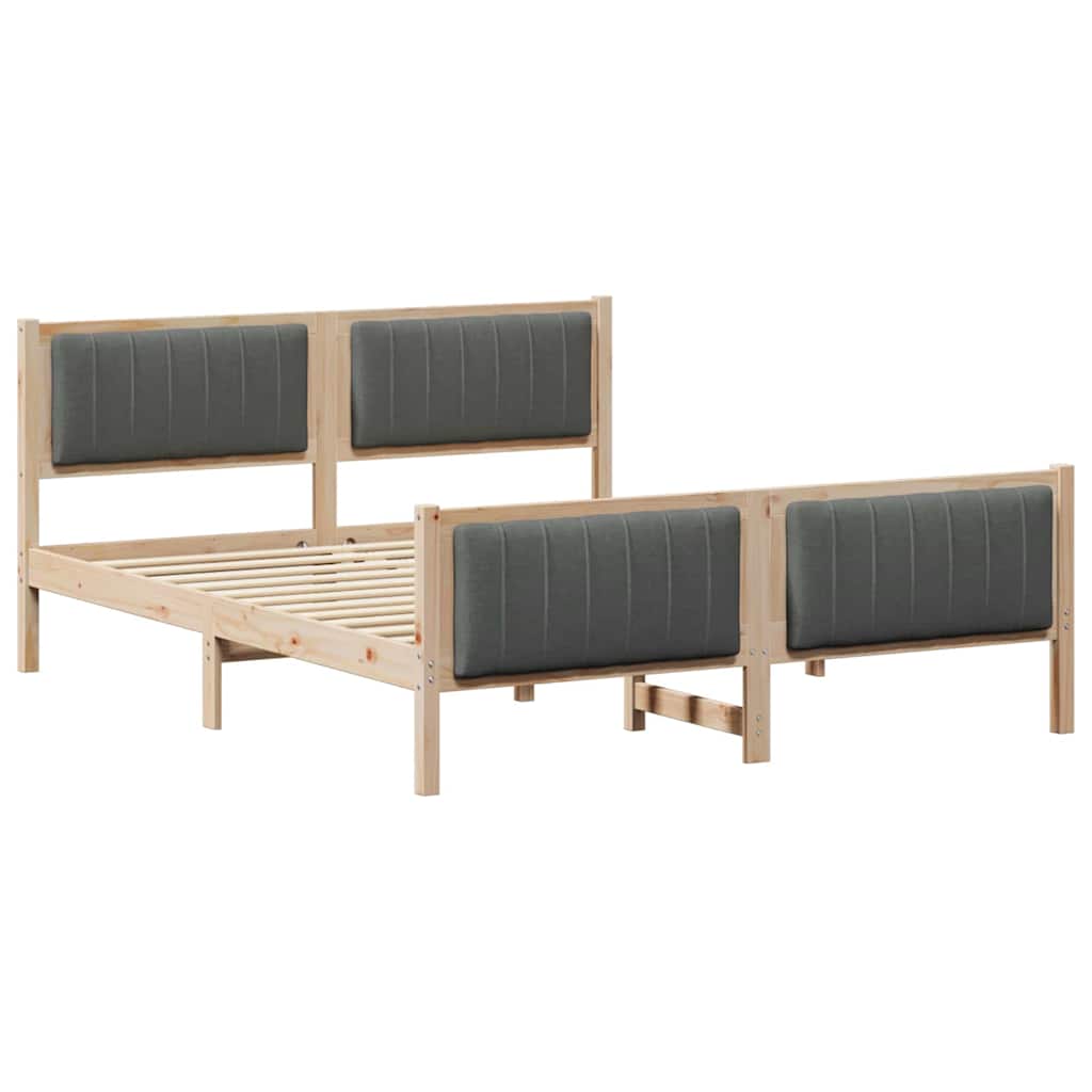 Sengestel brun og mørkegrå 150 x 200 cm Massivt fyrretræ