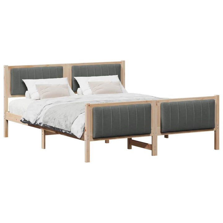 Sengestel brun og mørkegrå 150 x 200 cm Massivt fyrretræ