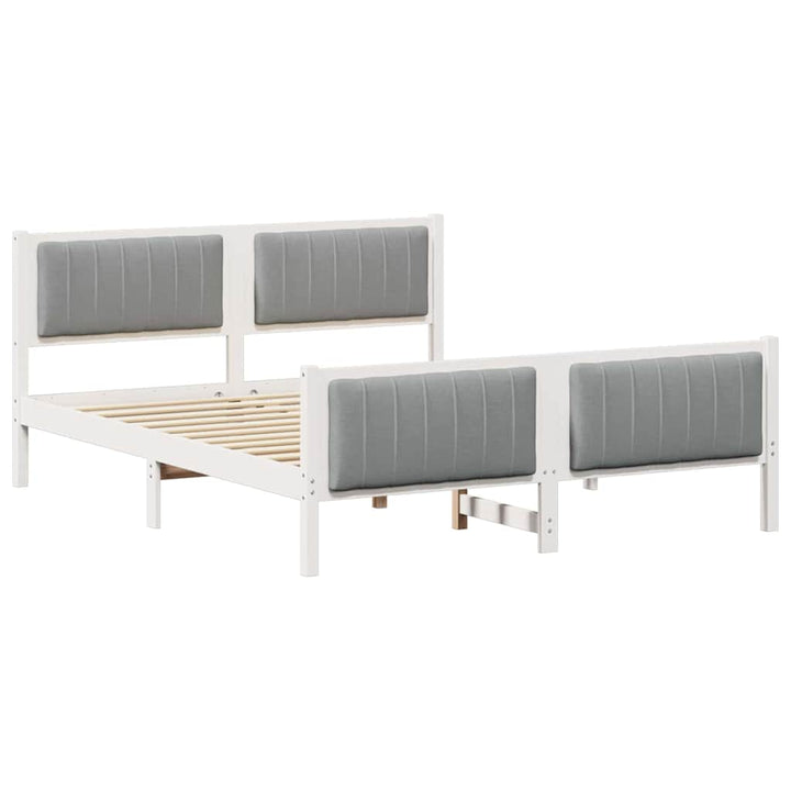 Sengestel Hvid og lys grå 150 x 200 cm Massivt fyrretræ