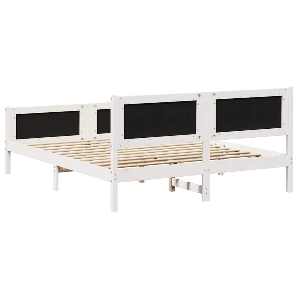 Sengestel Hvid og lys grå 150 x 200 cm Massivt fyrretræ