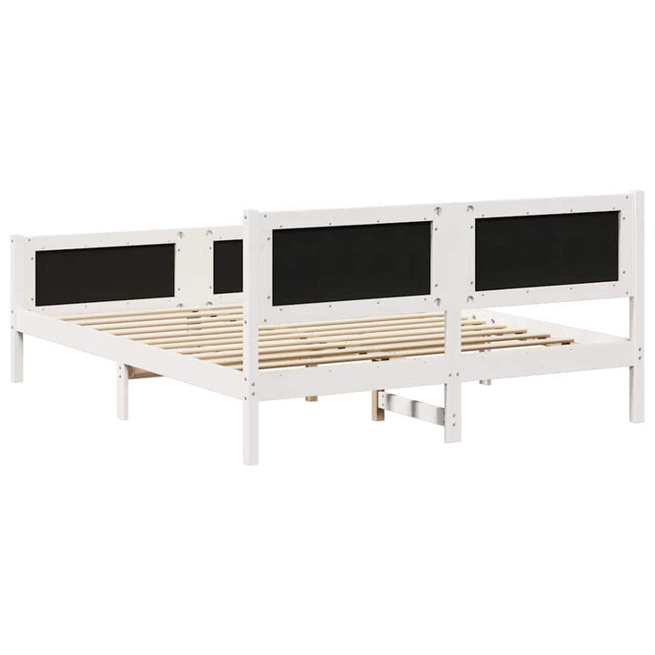 Sengestel Hvid og lys grå 150 x 200 cm Massivt fyrretræ