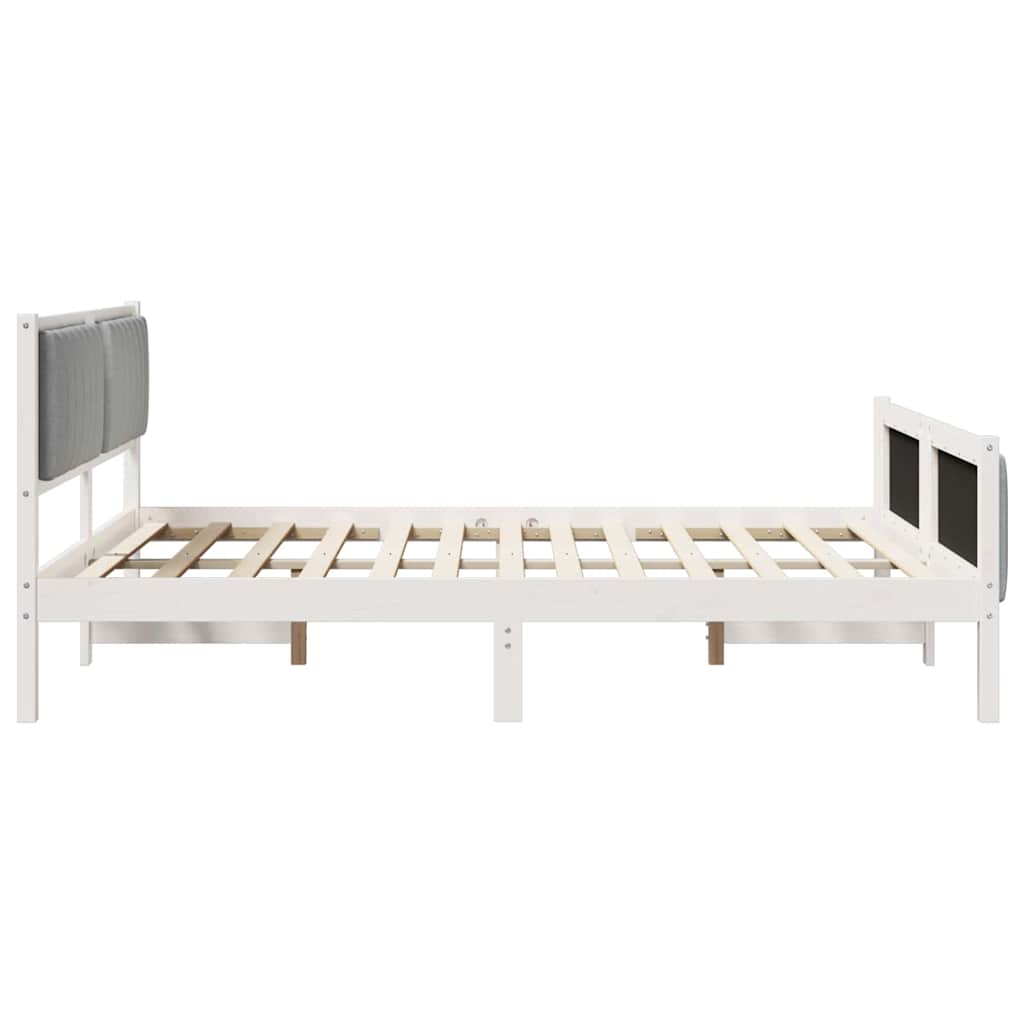 Sengestel Hvid og lys grå 150 x 200 cm Massivt fyrretræ