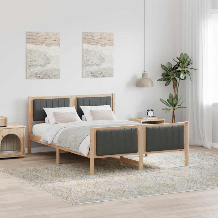 Sengestel brun og mørkegrå 140 x 200 cm Massivt fyrretræ