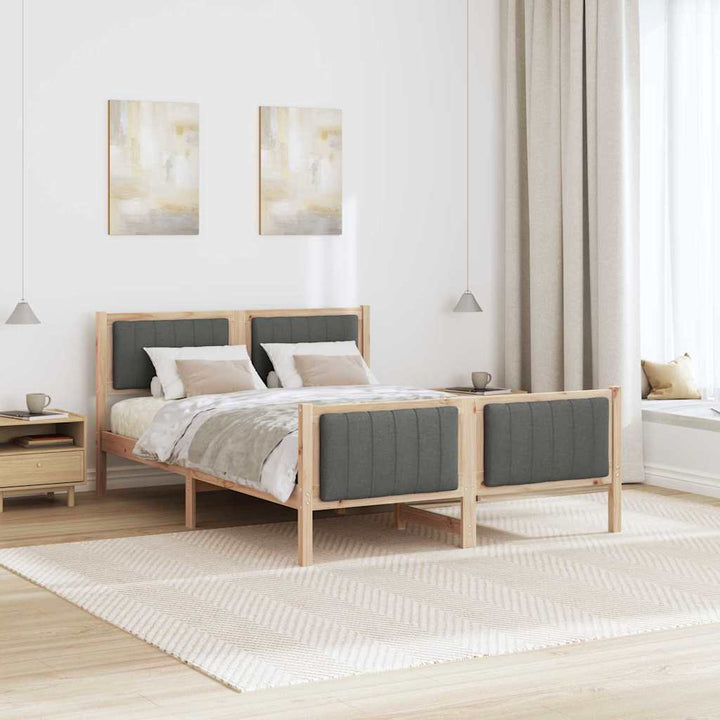 Sengestel brun og mørkegrå 140 x 200 cm Massivt fyrretræ