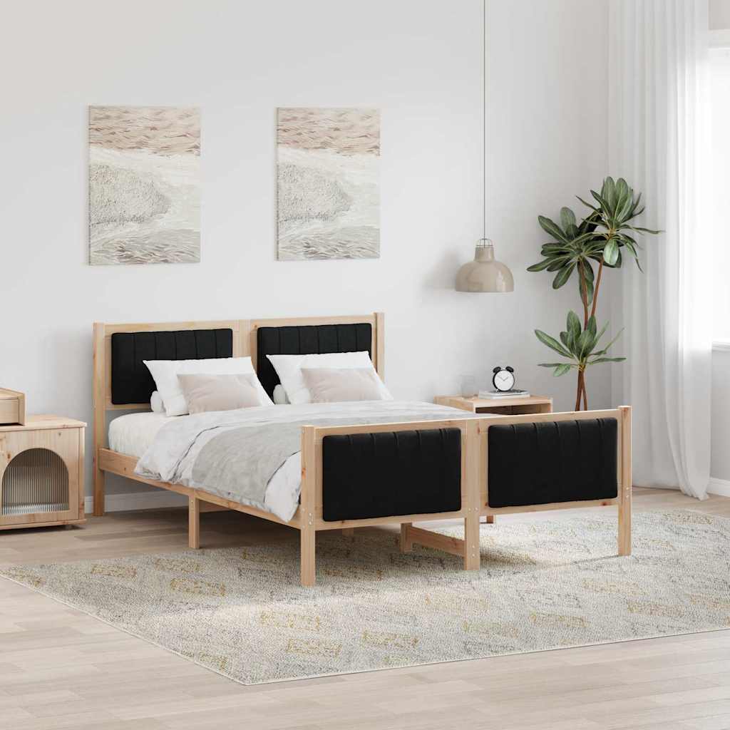 Sengestel Brun og sort 140 x 200 cm Massivt fyrretræ