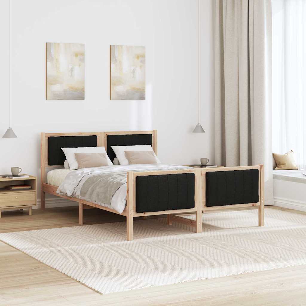 Sengestel Brun og sort 140 x 200 cm Massivt fyrretræ