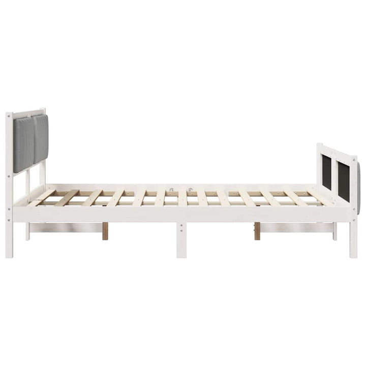 Sengestel Hvid og lys grå 140 x 200 cm Massivt fyrretræ
