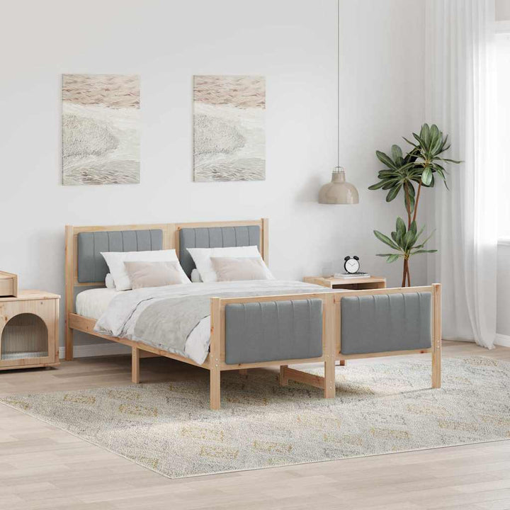 Sengestel Brun og lys grå 140 x 190 cm Massivt fyrretræ