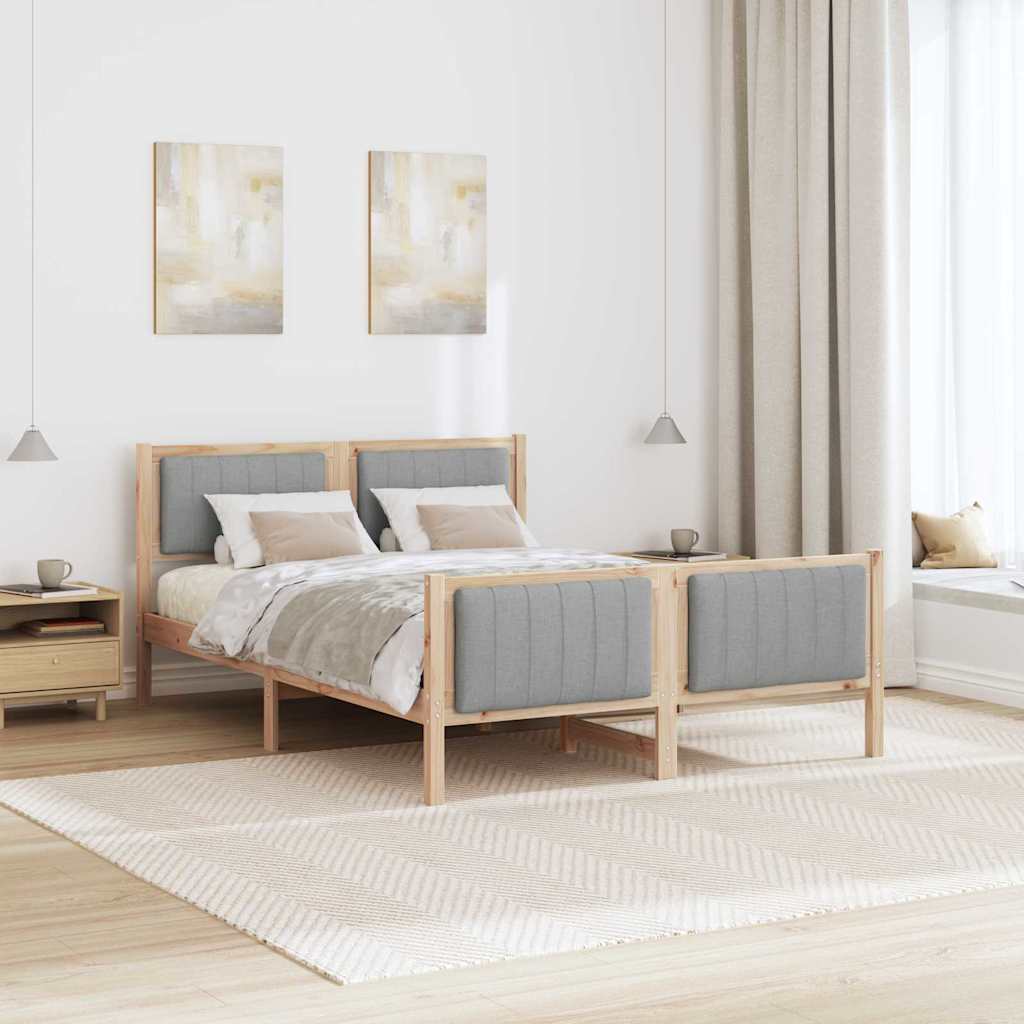 Sengestel Brun og lys grå 140 x 190 cm Massivt fyrretræ