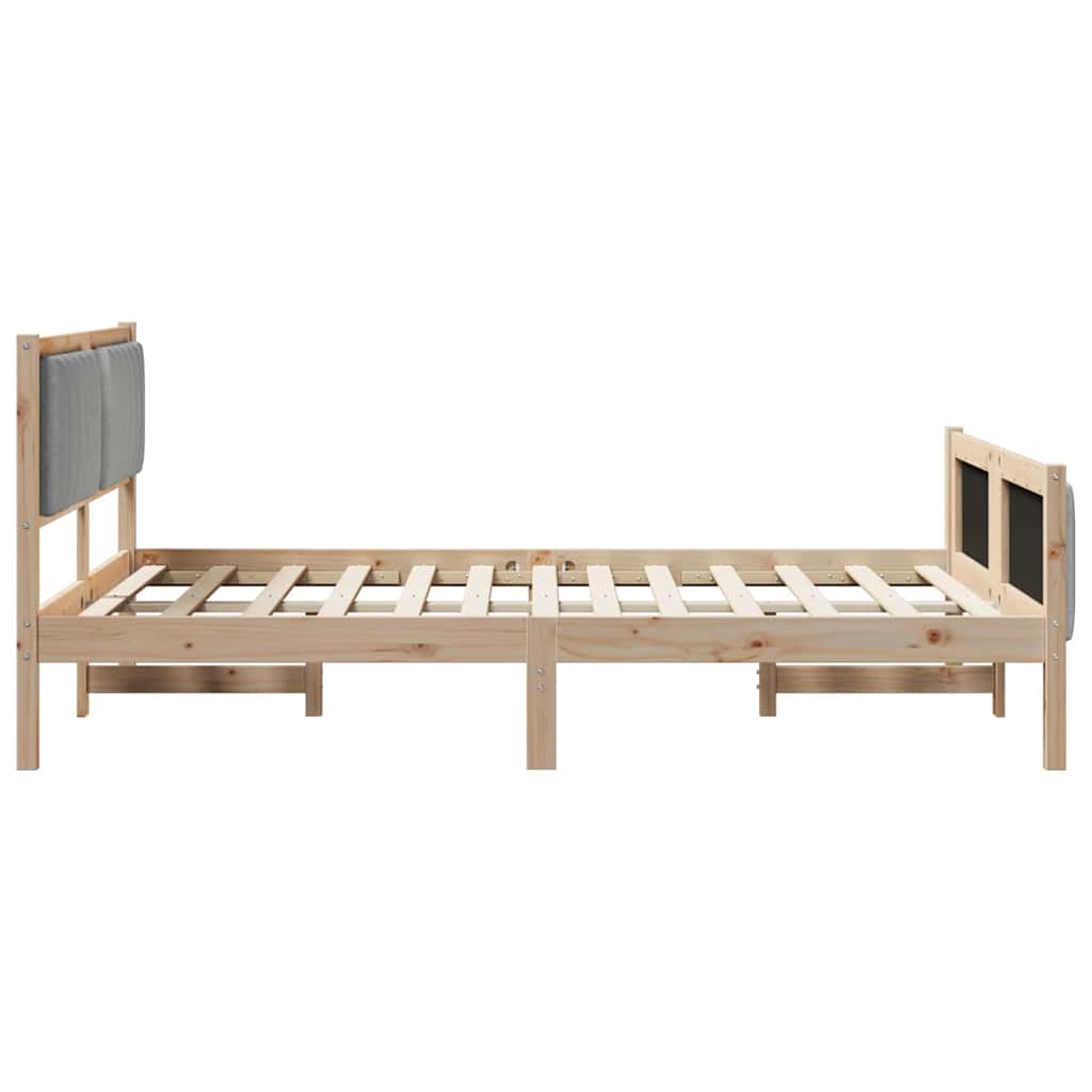 Sengestel Brun og lys grå 140 x 190 cm Massivt fyrretræ