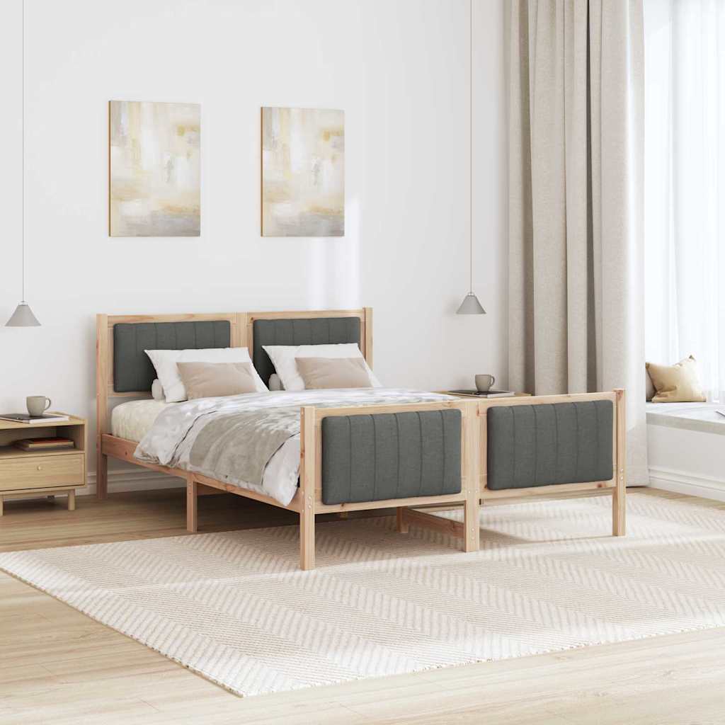 Sengestel brun og mørkegrå 140 x 190 cm Massivt fyrretræ