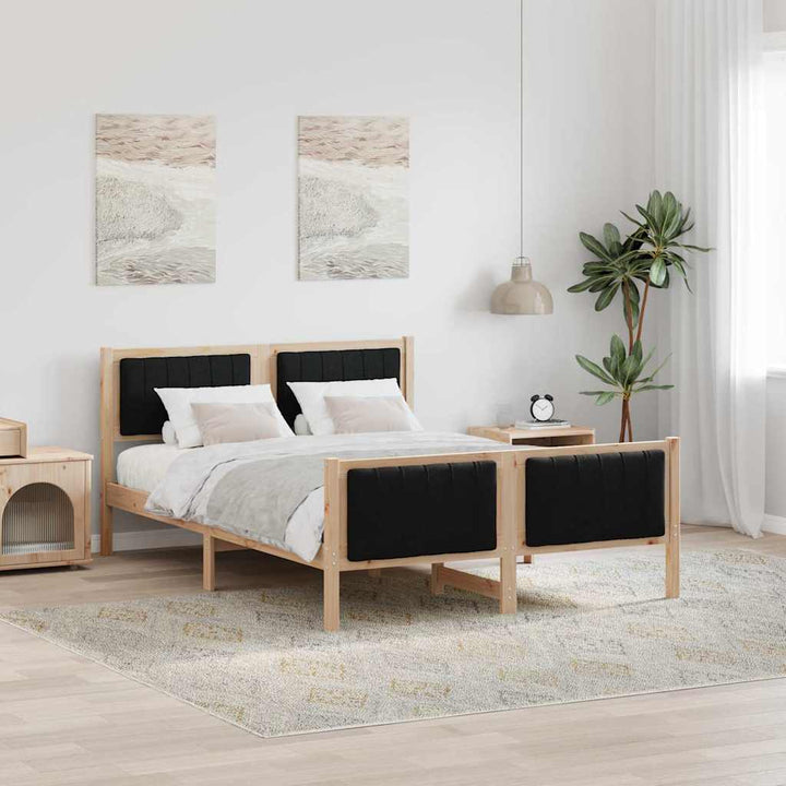 Sengestel Brun og sort 140 x 190 cm Massivt fyrretræ