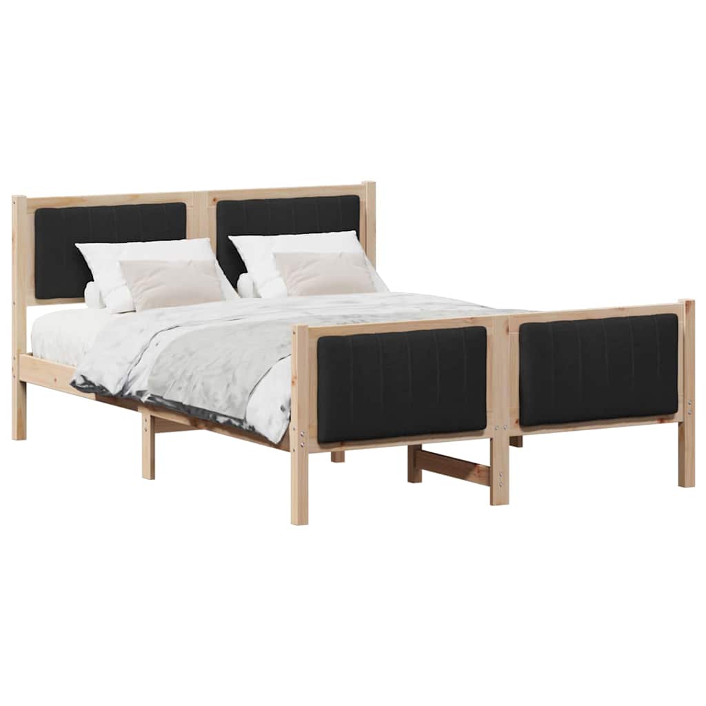 Sengestel Brun og sort 140 x 190 cm Massivt fyrretræ