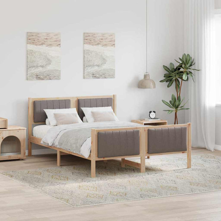 Sengestel Brun og taupe 140 x 190 cm Massivt fyrretræ