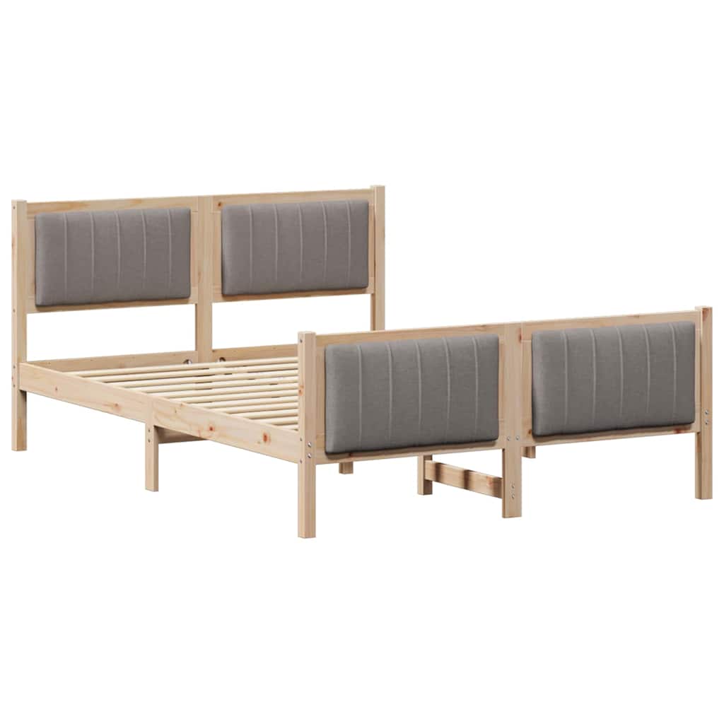 Sengestel Brun og taupe 140 x 190 cm Massivt fyrretræ