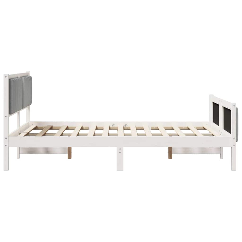 Sengestel Hvid og lys grå 140 x 190 cm Massivt fyrretræ