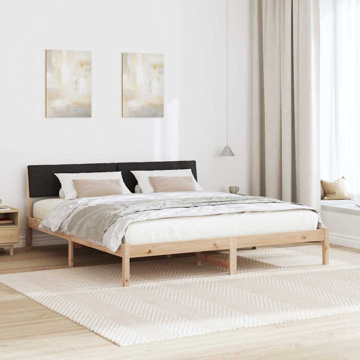 Sengestel Brun og sort 200 x 200 cm Massivt fyrretræ