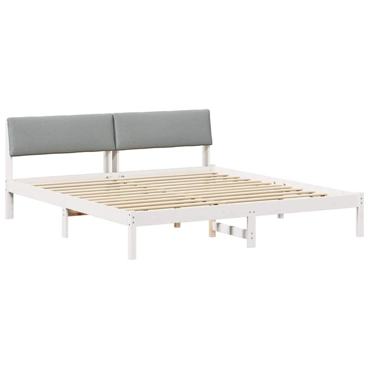 Sengestel Hvid og lys grå 200 x 200 cm Massivt fyrretræ