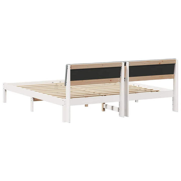Sengestel Hvid og lys grå 200 x 200 cm Massivt fyrretræ