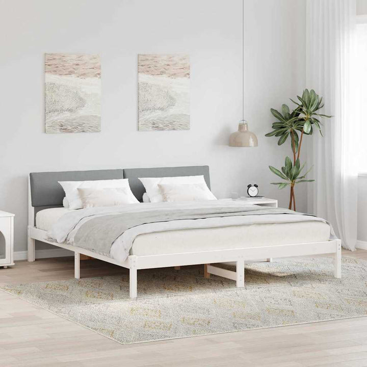 Sengestel Hvid og lys grå 180 x 200 cm Massivt fyrretræ