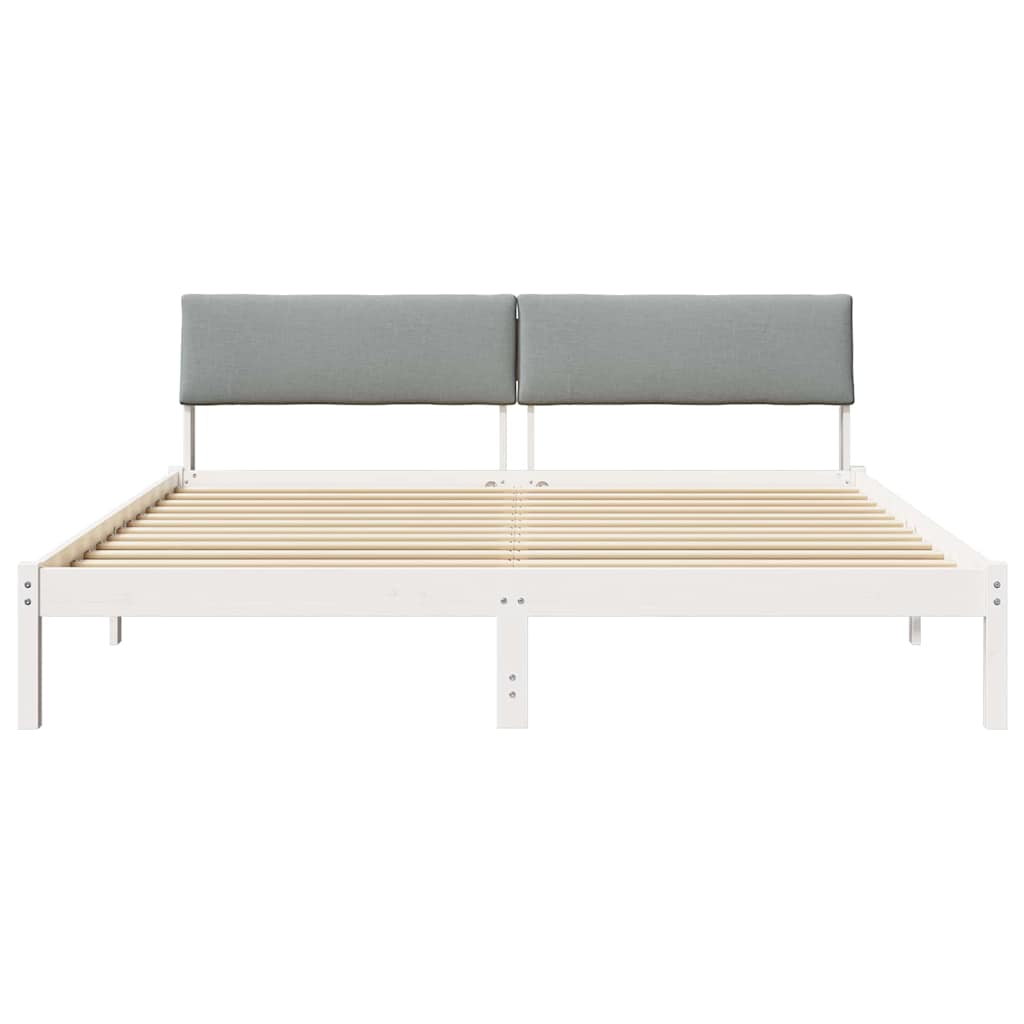 Sengestel Hvid og lys grå 180 x 200 cm Massivt fyrretræ