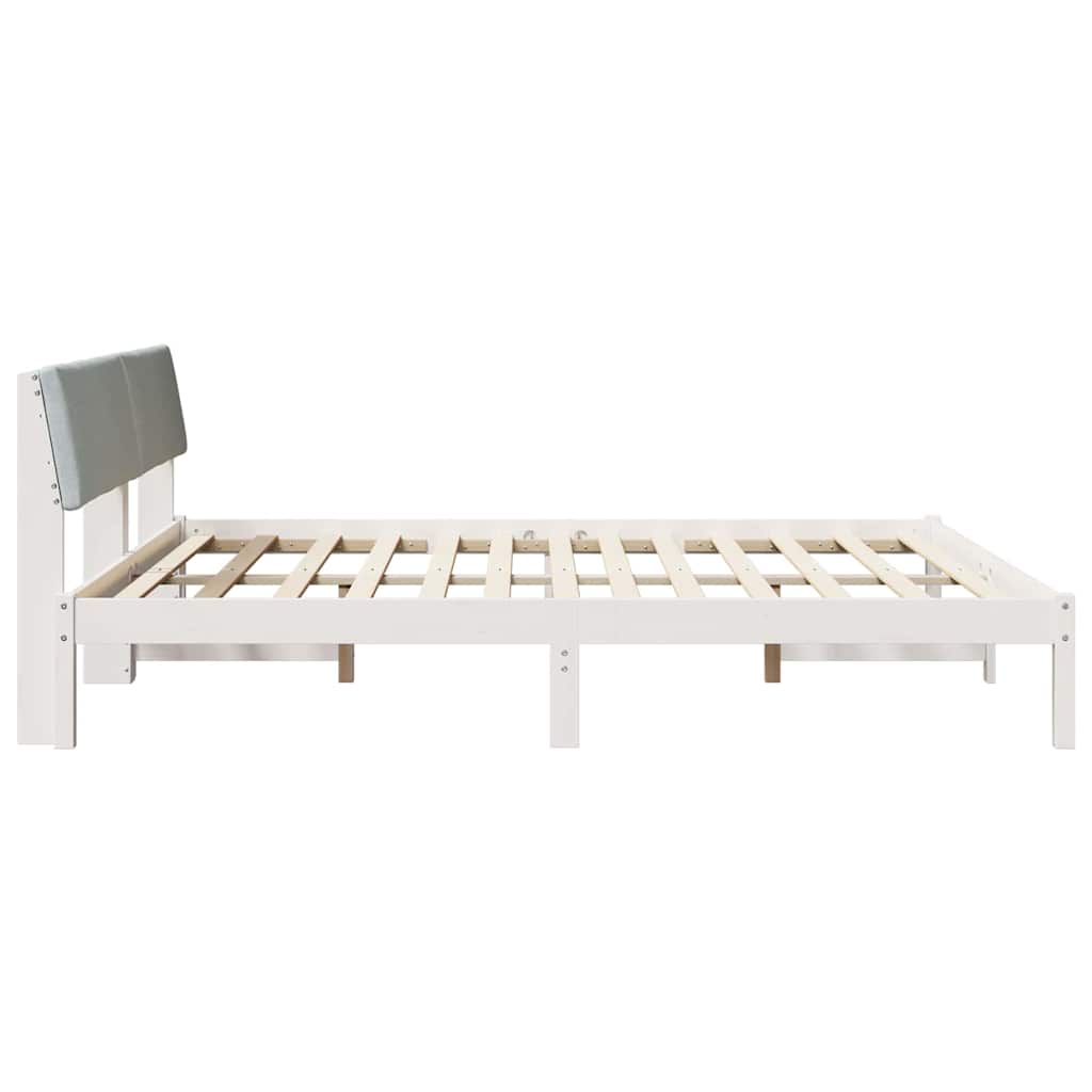 Sengestel Hvid og lys grå 180 x 200 cm Massivt fyrretræ