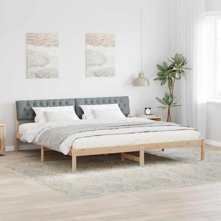 Sengestel Brun og lys grå 200 x 200 cm Massivt fyrretræ