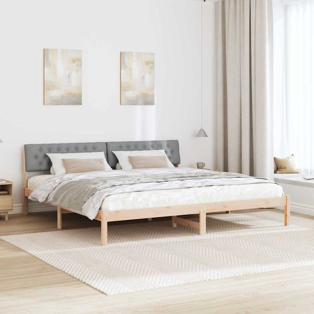 Sengestel Brun og lys grå 200 x 200 cm Massivt fyrretræ