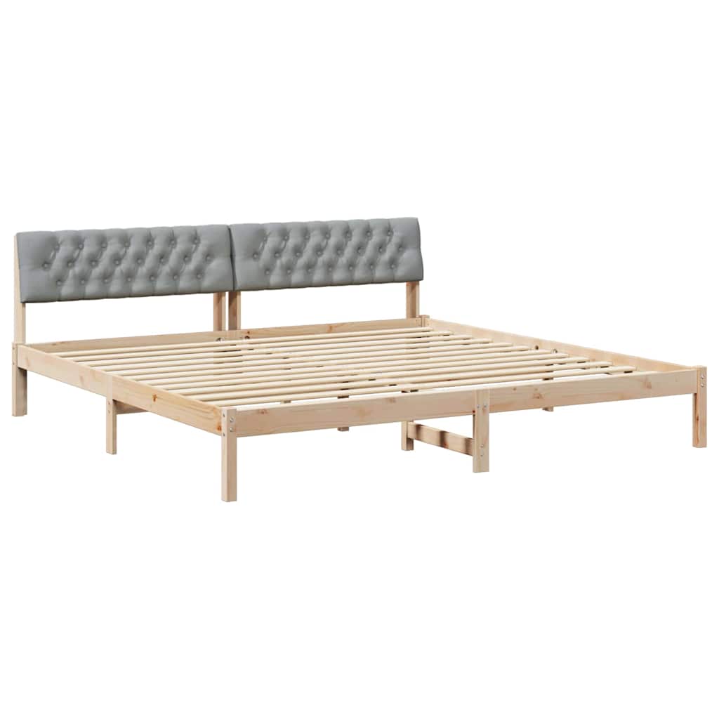 Sengestel Brun og lys grå 200 x 200 cm Massivt fyrretræ