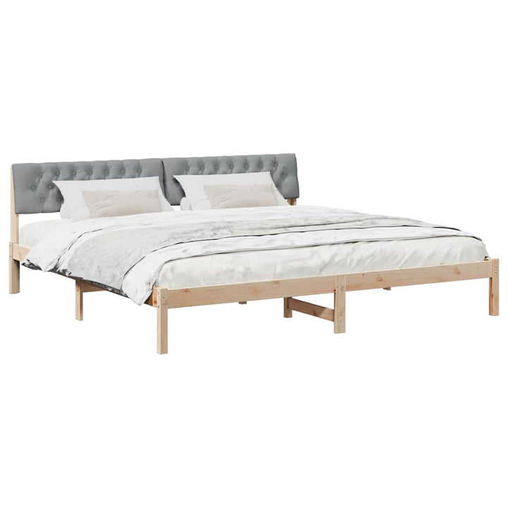 Sengestel Brun og lys grå 200 x 200 cm Massivt fyrretræ