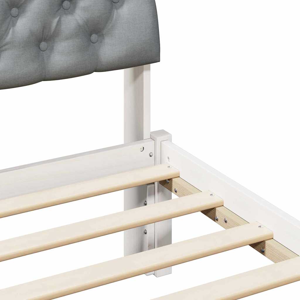 Sengestel Hvid og lys grå 200 x 200 cm Massivt fyrretræ